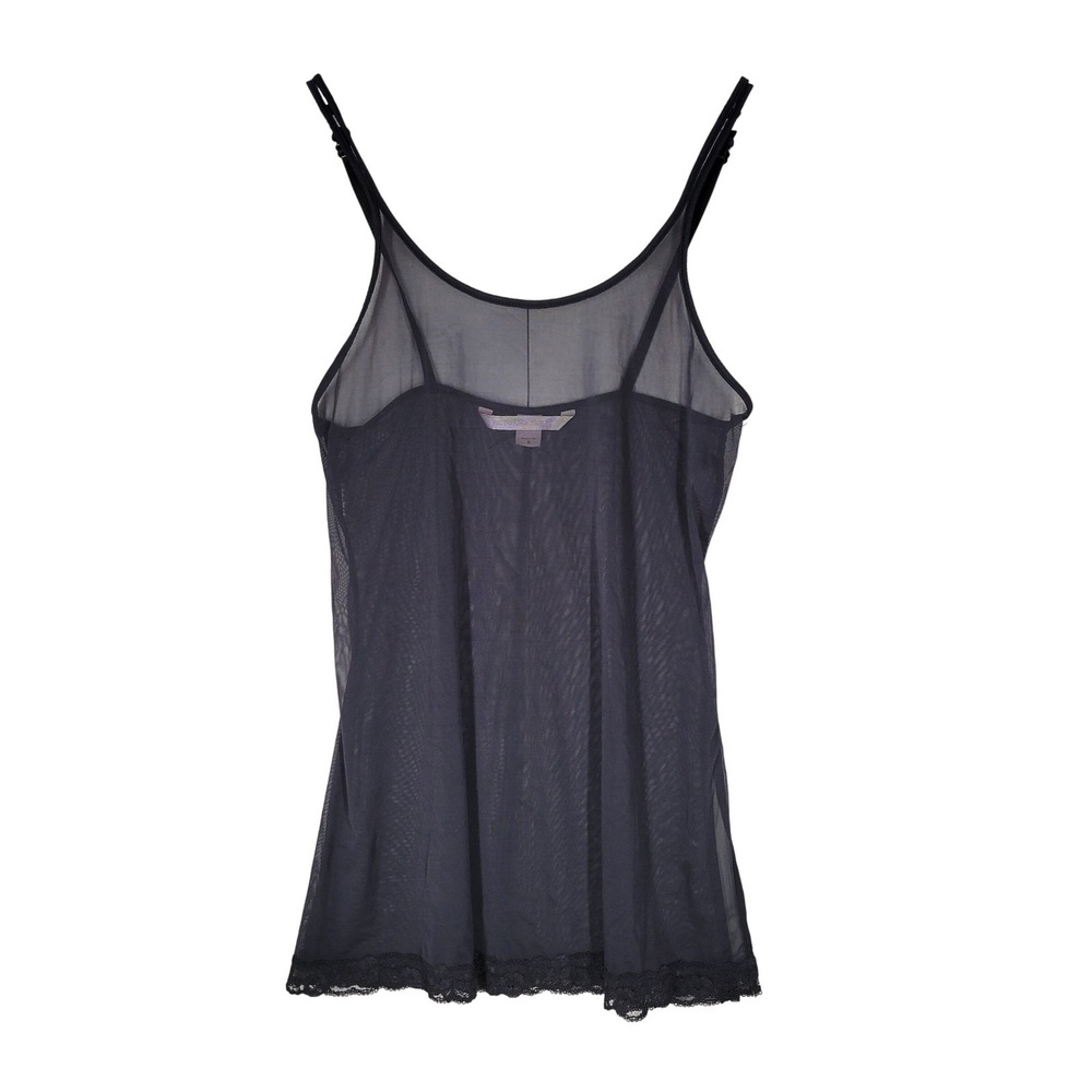 Y2K Victoria's Secret Chemise Women Small Black‎ Sheer Mesh Lace Trim